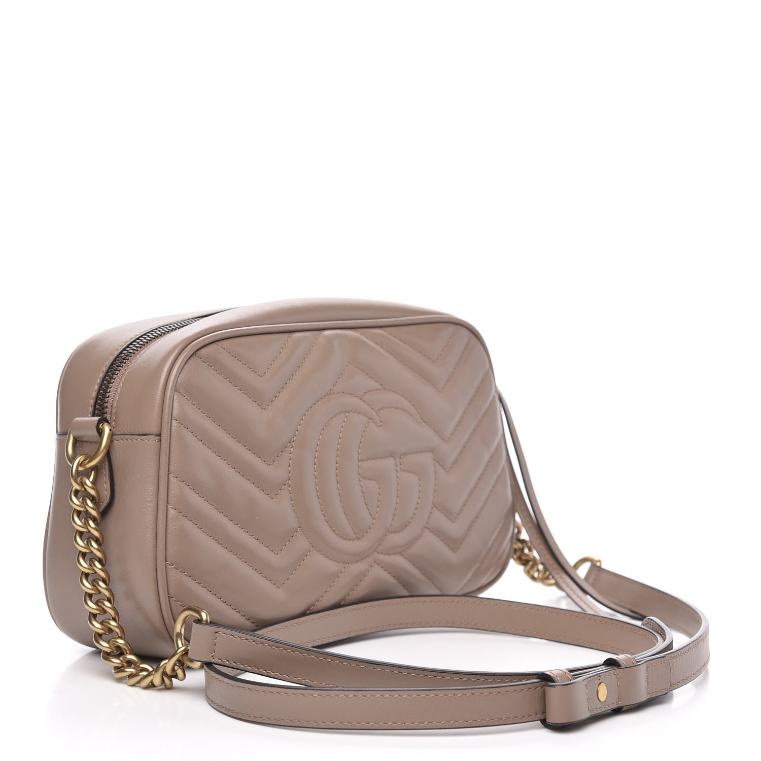 Gucci Calfskin Matelasse Small GG Marmont Chain Shoulder Bag Porcelain Rose 3 of 12