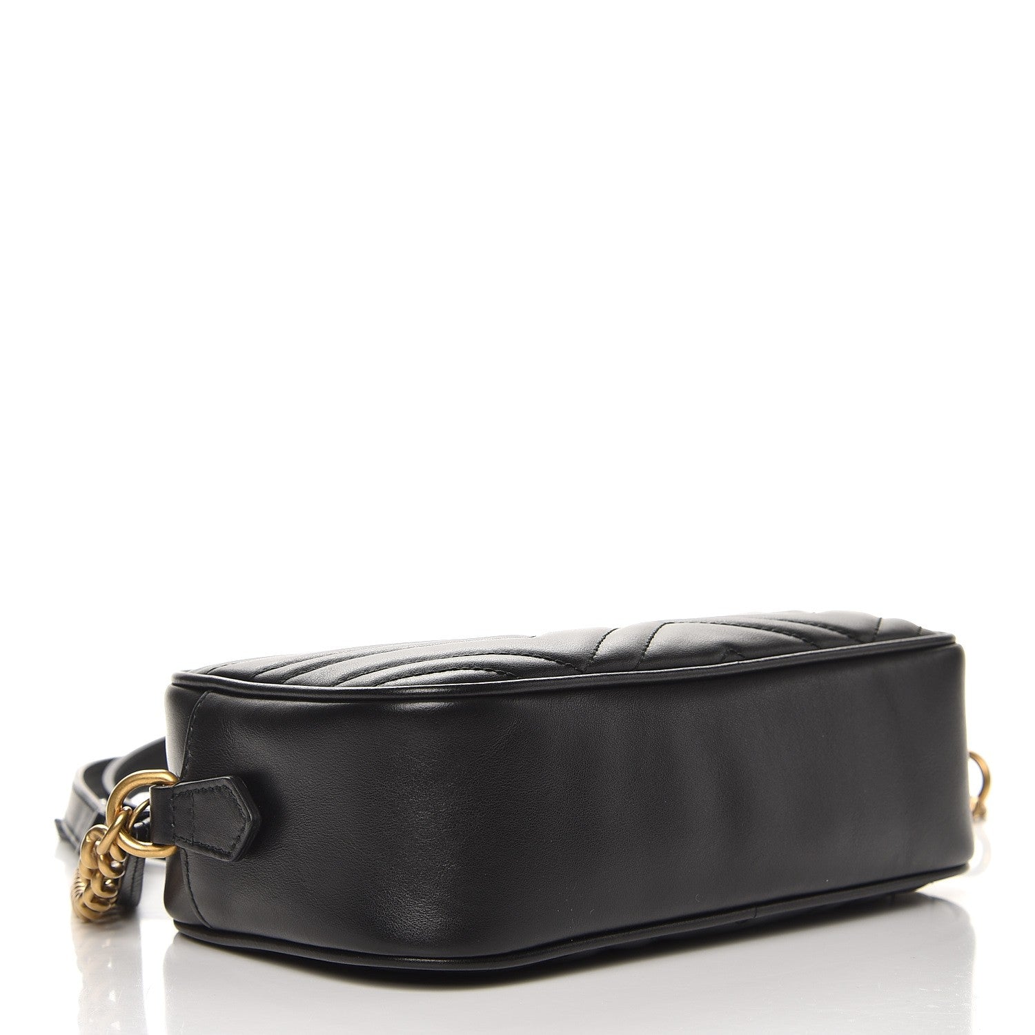 Gucci Calfskin Matelasse Small GG Marmont Chain Shoulder Bag Black 4 of 8