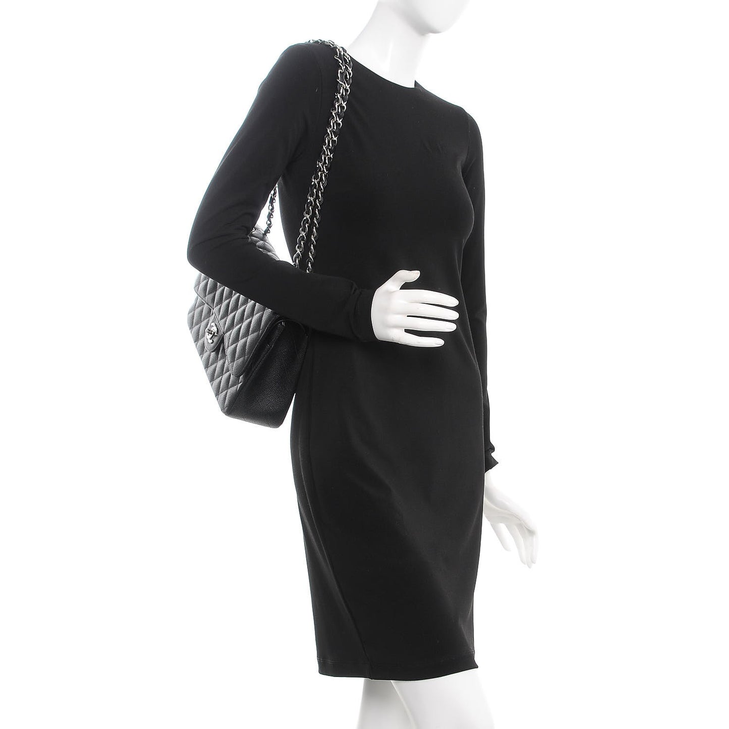 Caviar Quilted Jumbo Double Flap Black