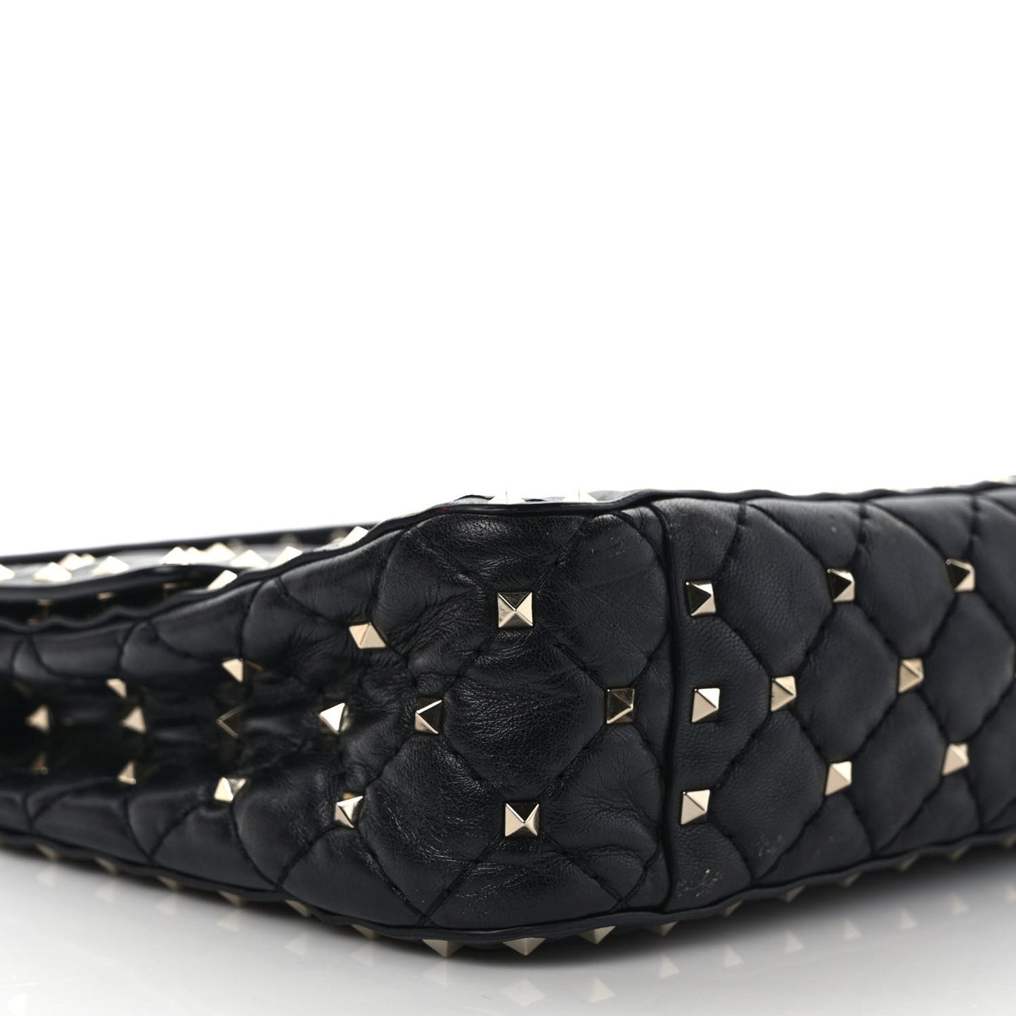 Lambskin Medium Rockstud Spike Shoulder Bag Black