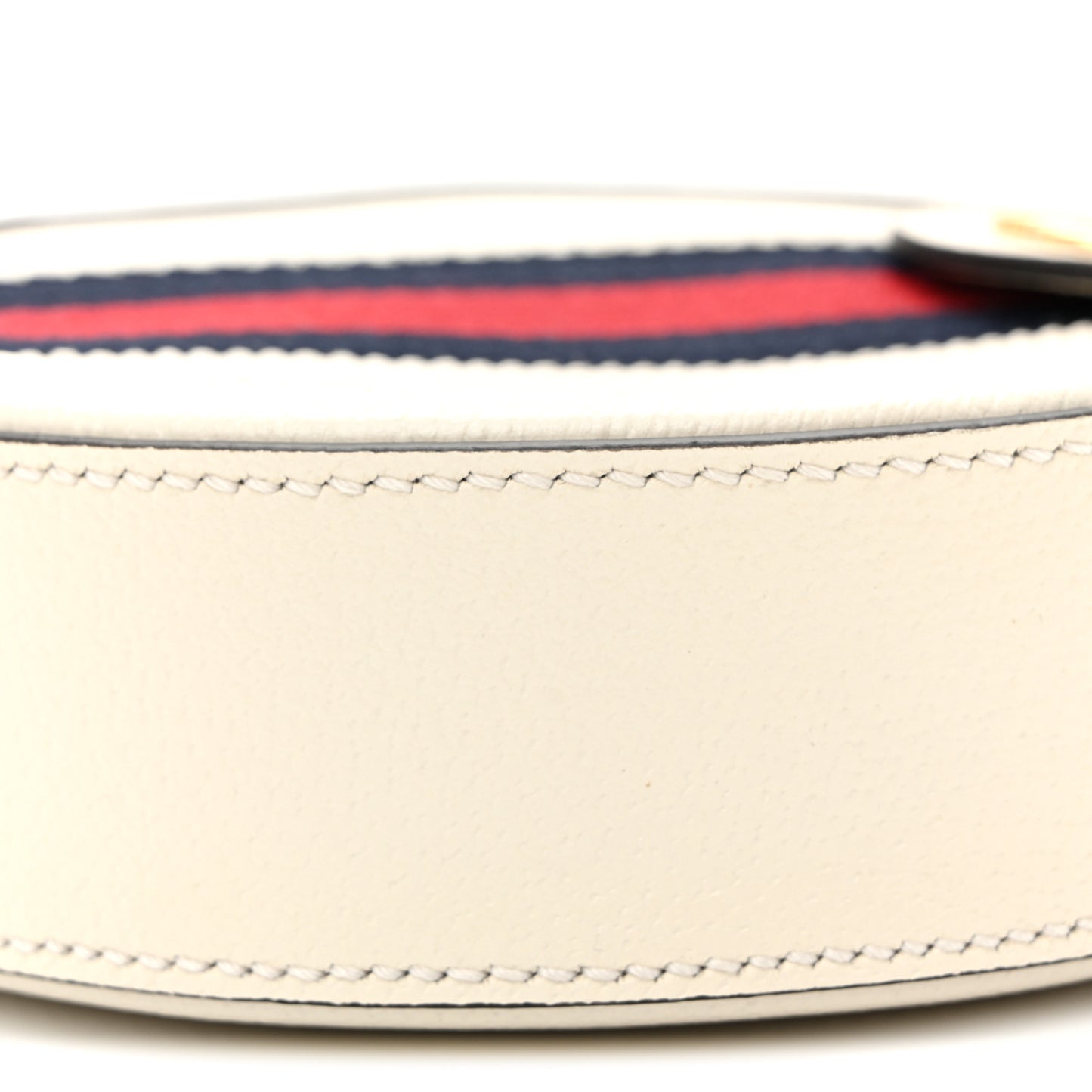 Textured Calfskin Web Mini Ophidia Round Shoulder Bag Mystic White