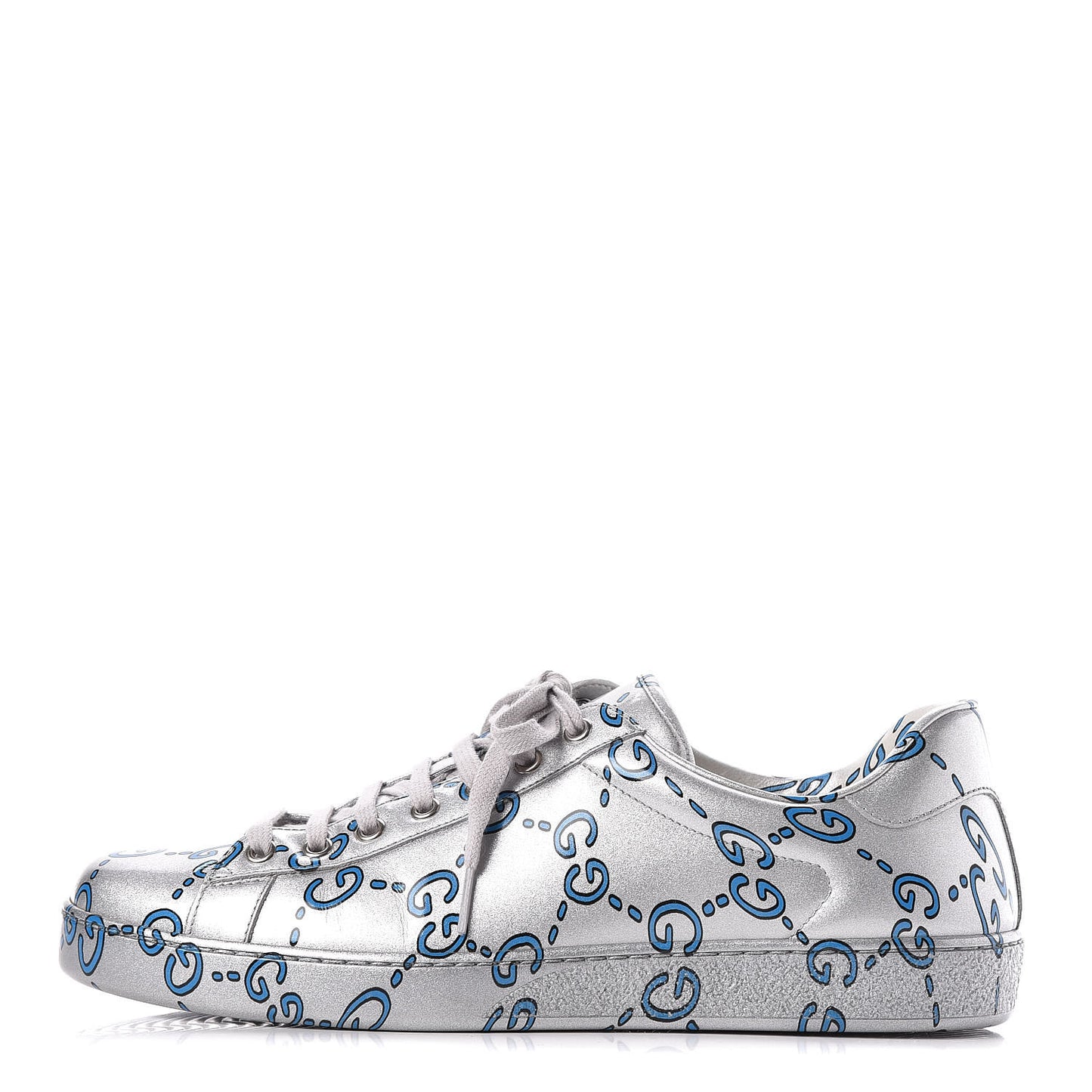 Miro Rubber Wax GucciGhost Print Mens New Ace Sneakers 9 Silver