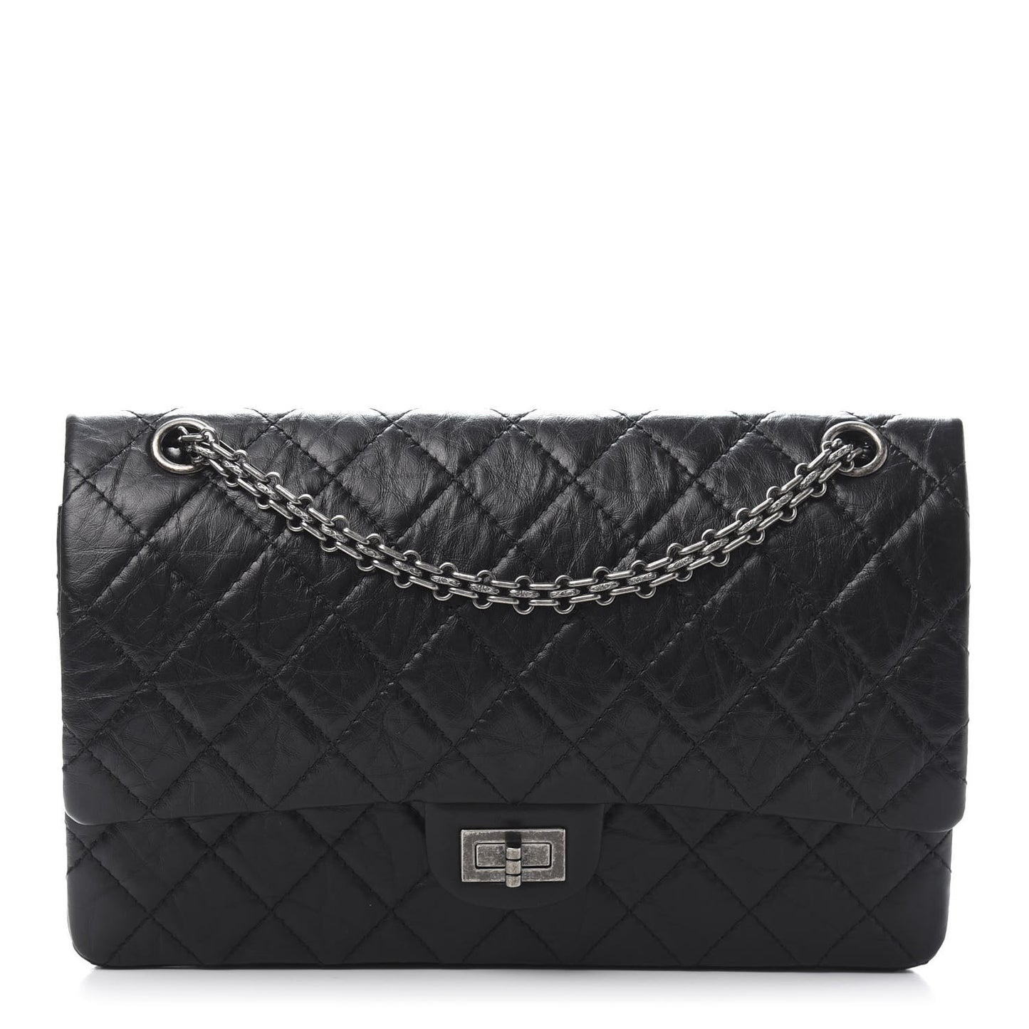 Aged Calfskin Quilted 2.55 Reissue 226 Flap Black
