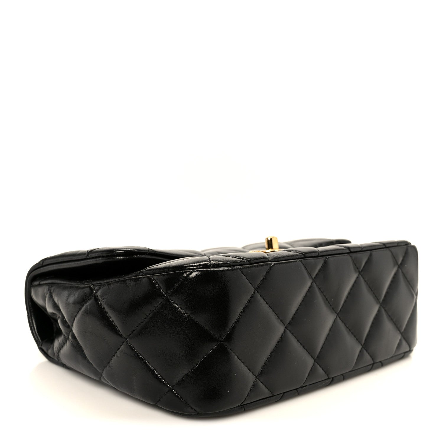 Chanel Shiny Lambskin Quilted Golden Links Top Handle Flap Black 4 of 12