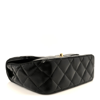 Chanel Shiny Lambskin Quilted Golden Links Top Handle Flap Black 4 of 12