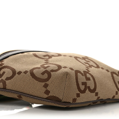 Gucci Monogram Jumbo GG Textured Dollar Calfskin Web Belt Bag Camel Ebony New Acero 7 of 8