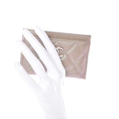 Chanel Iridescent Caviar Quilted Card Holder Beige 2 of 9