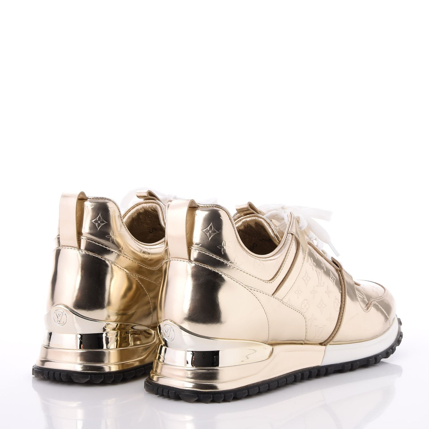 Metallic Patent Embossed Monogram Run Away Sneakers 37.5 Gold