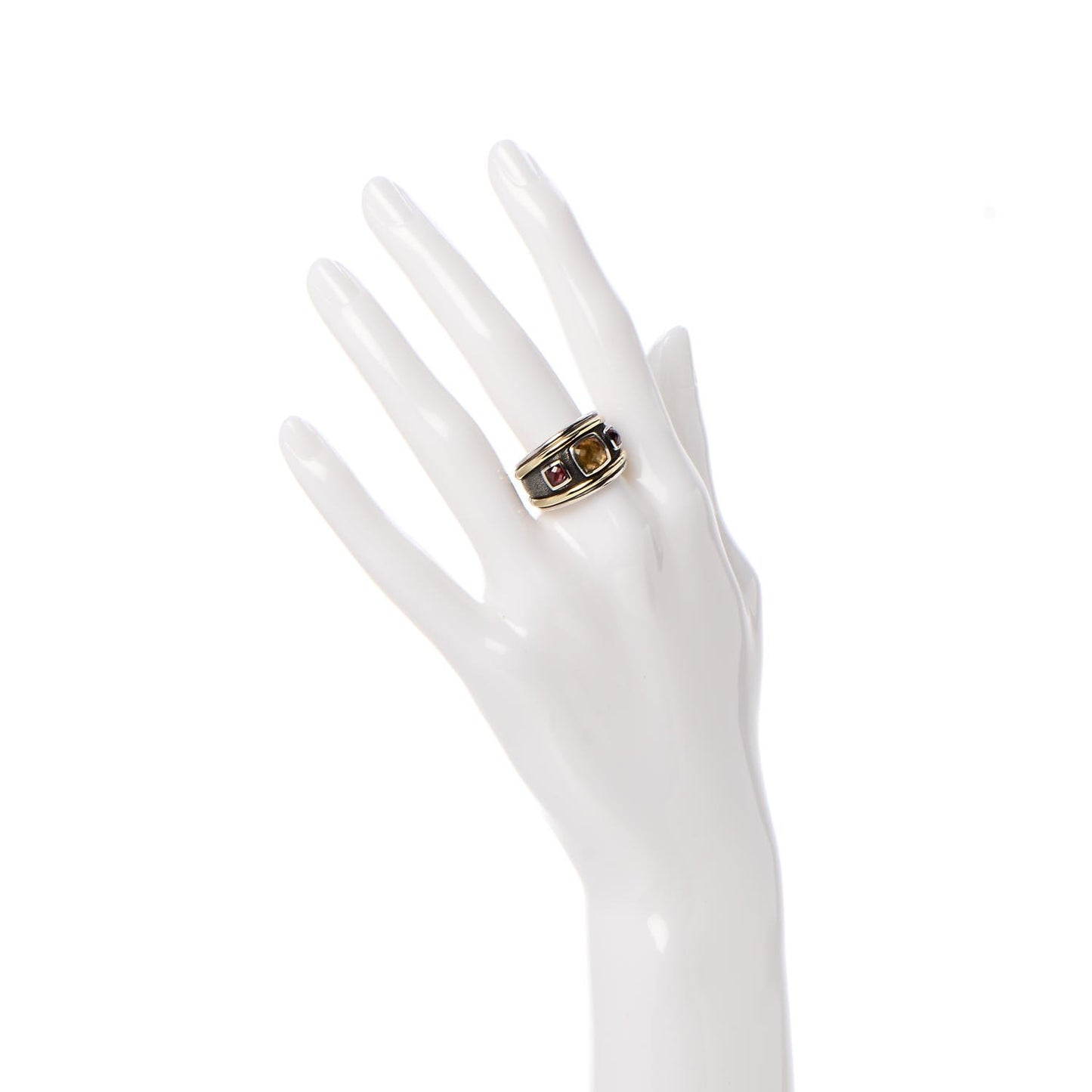 Sterling Silver 14K Yellow Gold Citrine Rhodolite Garnet 15mm Renaissance Ring 54 7