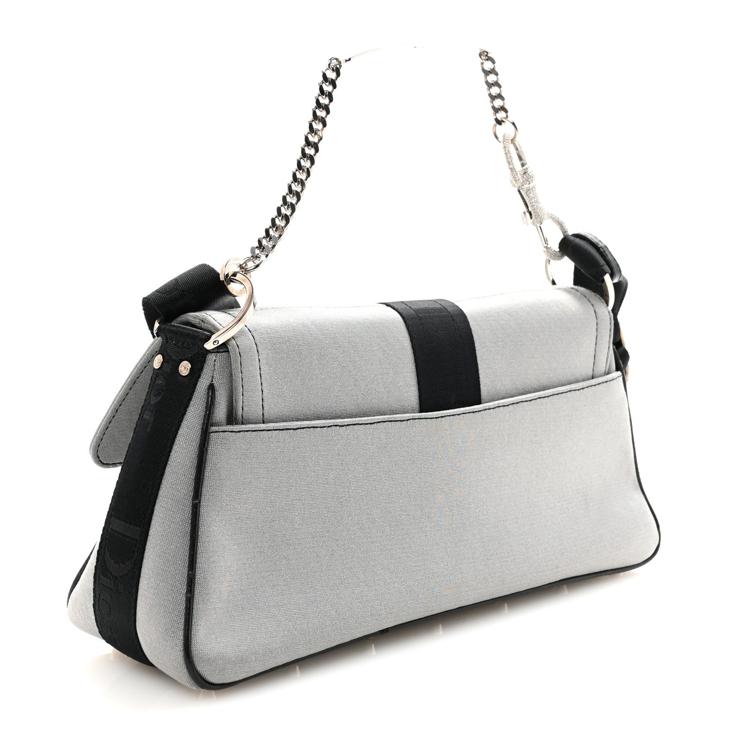 Christian Dior Silk Jersey Crystal Hardcore Bag Grey Black 3 of 10