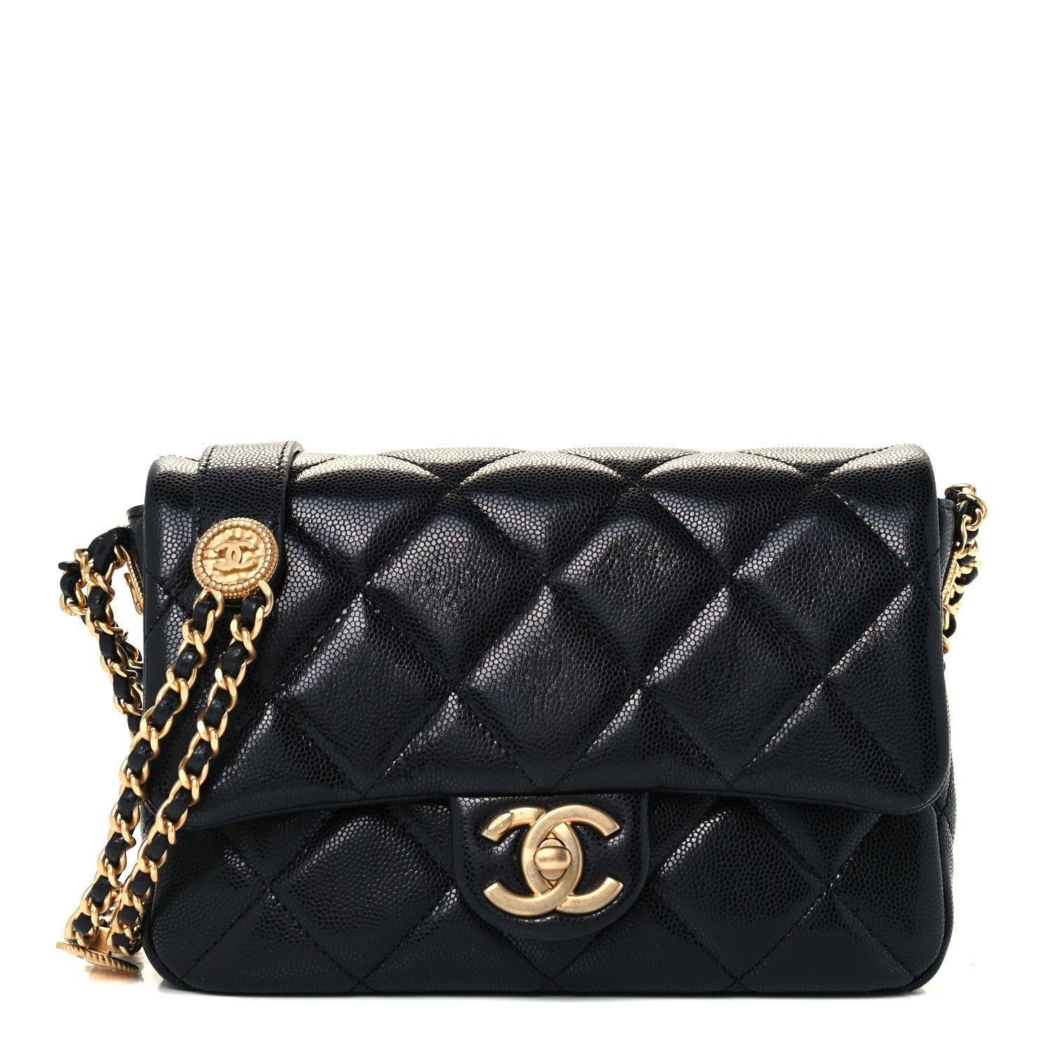 Chanel Caviar Quilted Small Twist Your Buttons Flap Black 1 of 11