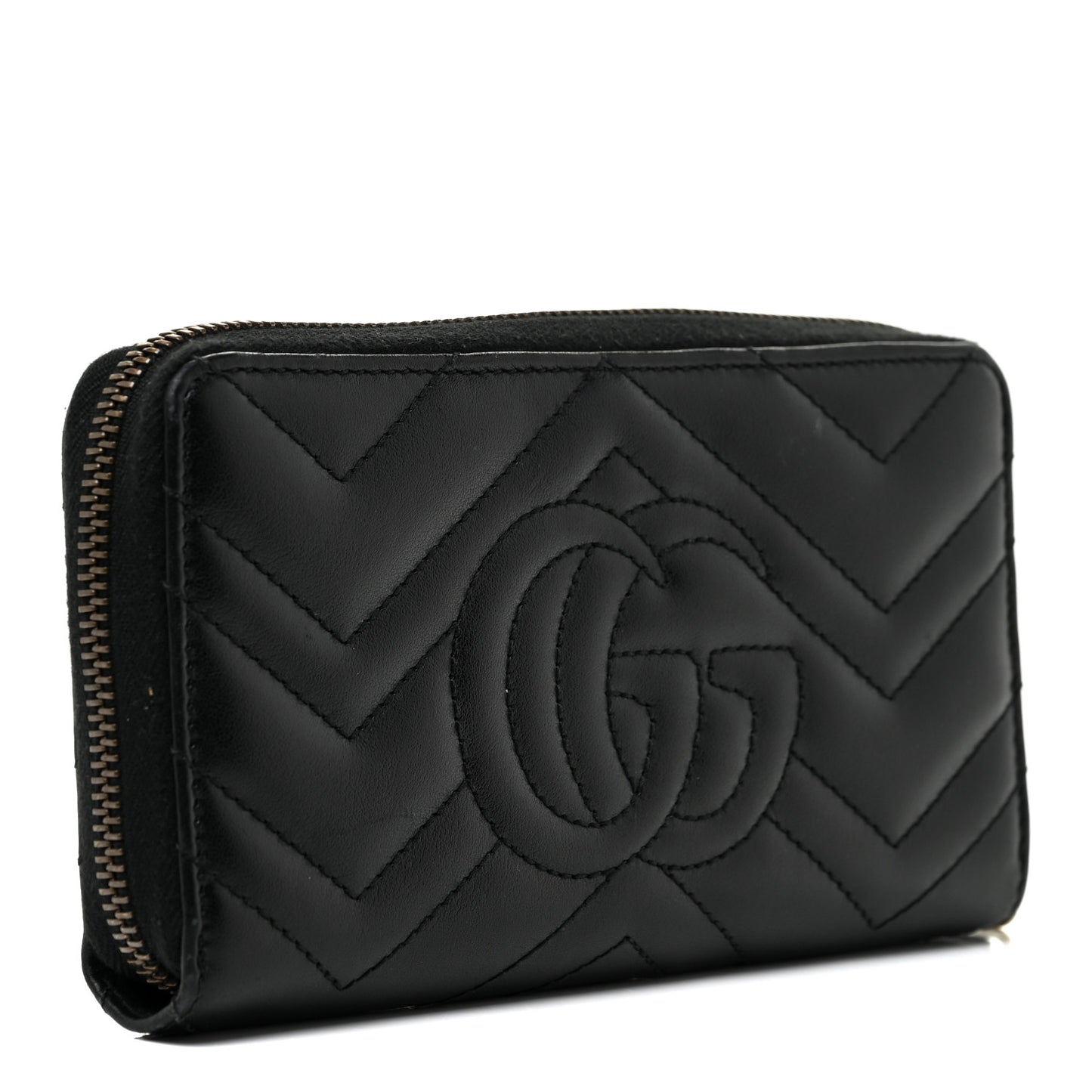 Calfskin Matelasse GG Marmont Zip Around Wallet Black