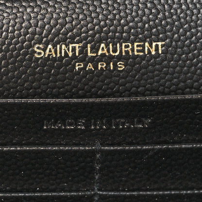 Saint Laurent Grain De Poudre Matelasse Chevron Monogram Chain Wallet Black 8 of 11
