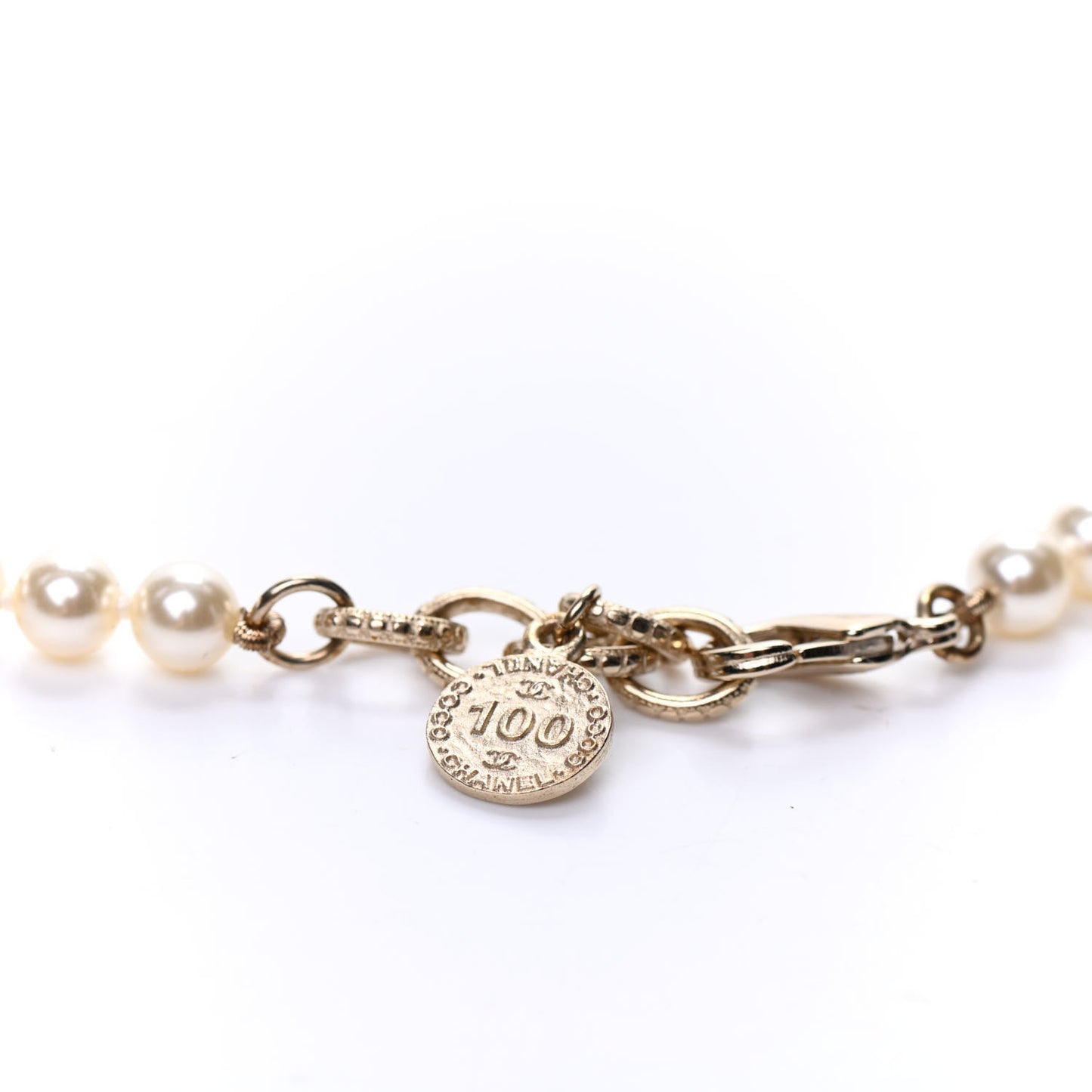 Pearl CC 100th Anniversary Necklace Light Gold