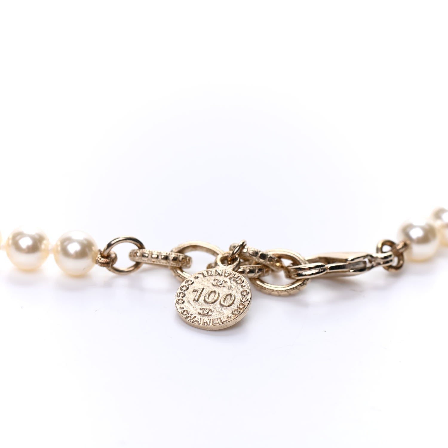 Chanel Pearl CC 100th Anniversary Necklace Light Gold 6 of 7