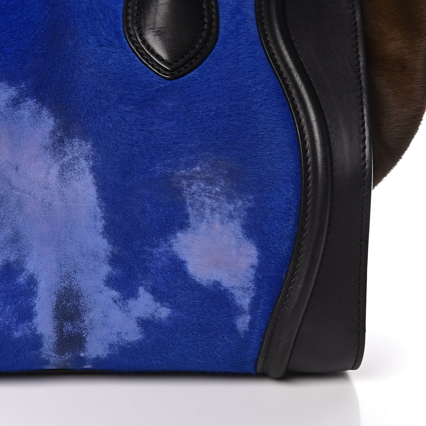 Pony Hair Mini Tri-Color Luggage Royal Blue