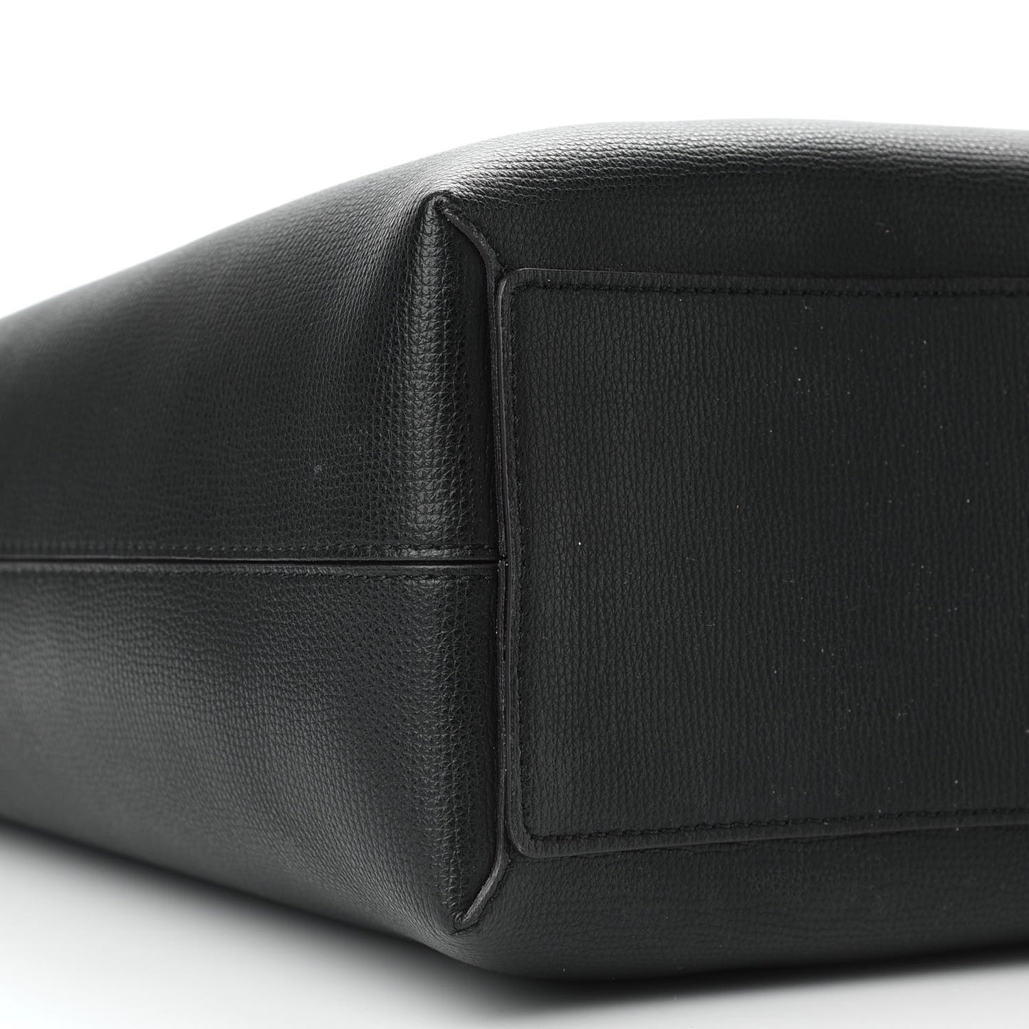 Grainy Calfskin Haymarket Check Medium Reversible Tote Black