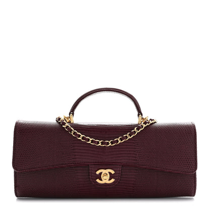 Chanel Calfskin Lizard Embossed Clutch With Chain Bordeaux 1 of 11