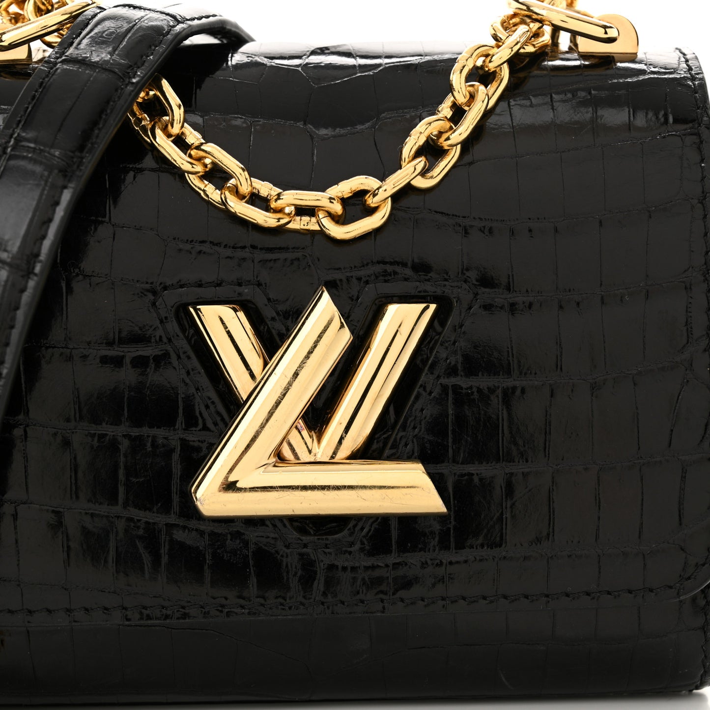 Crocodile Twist Mini Shoulder Bag Black