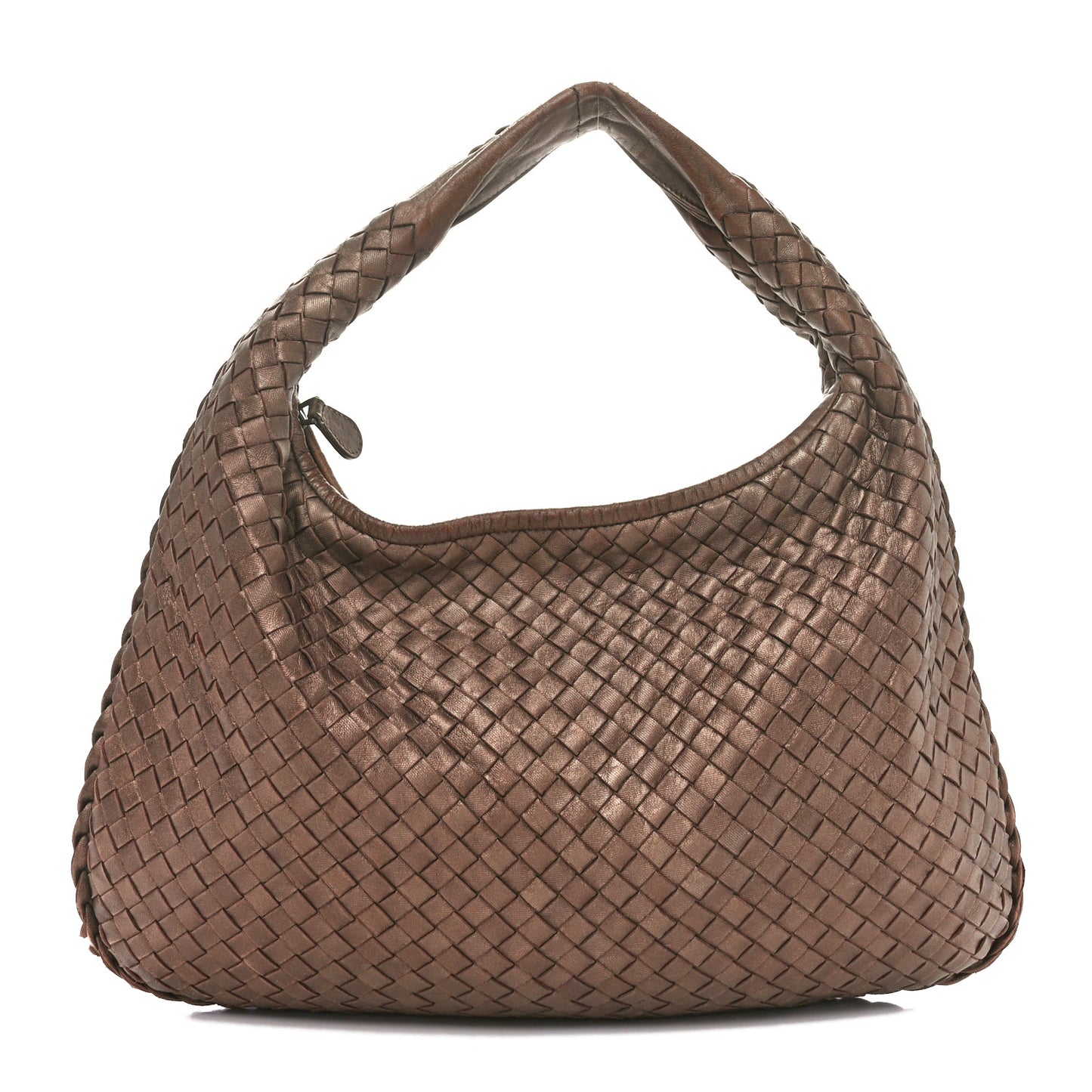 Metallic Nappa Intrecciato Medium Veneta Hobo Copper
