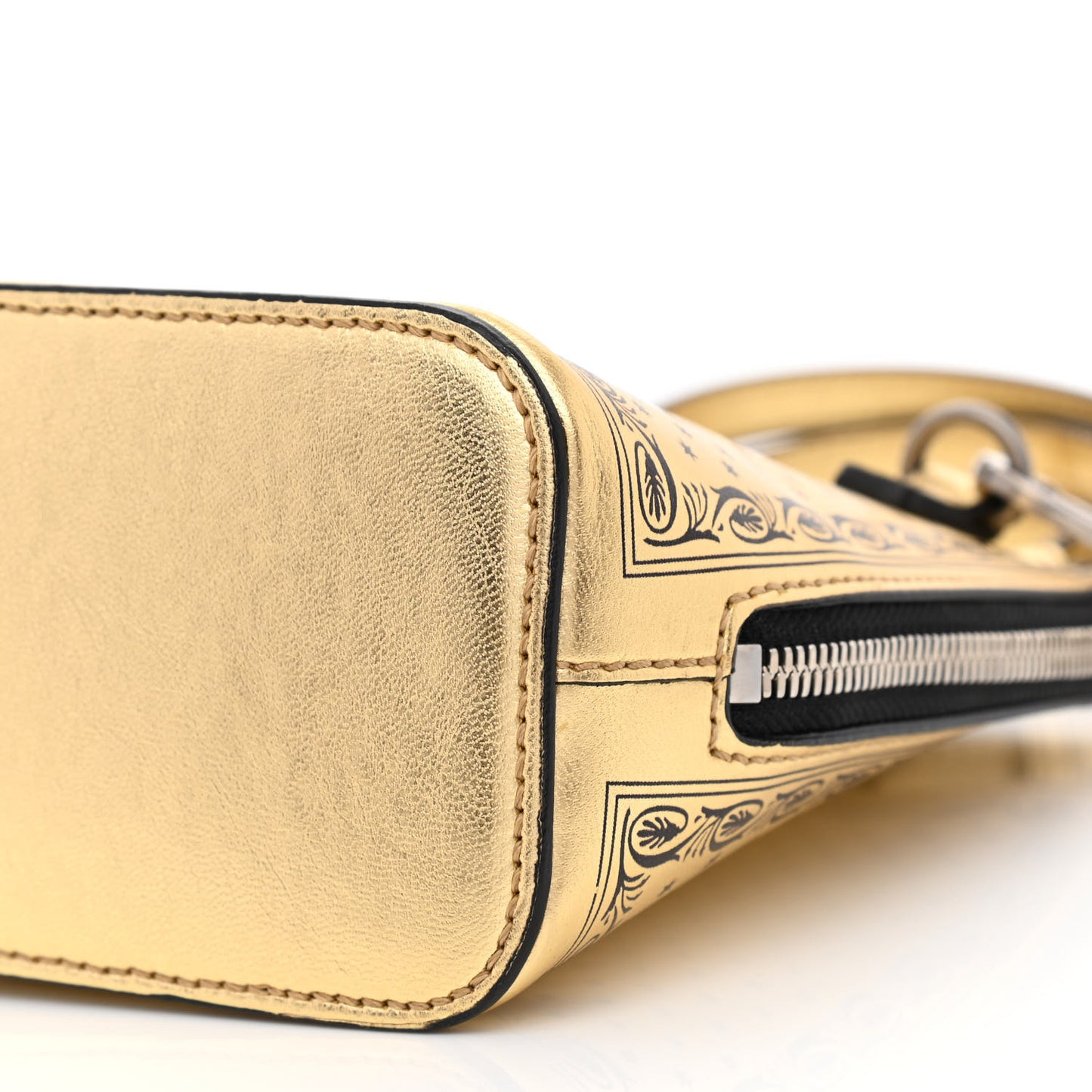 X SEGA Calfskin GUCCY Stars Mini Dome Shoulder Bag Gold