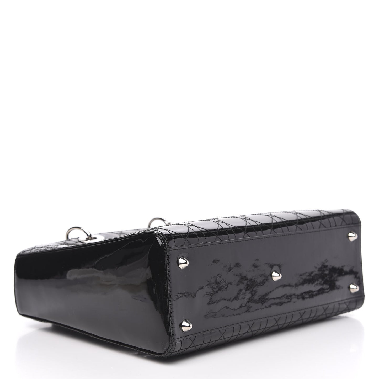 Patent Cannage Stitched Large Lady Dior Black
