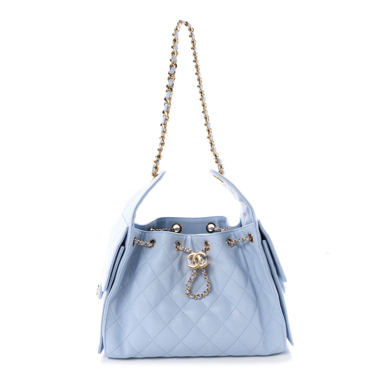 Caviar Quilted Small Chanel 25 Handbag Light Blue
