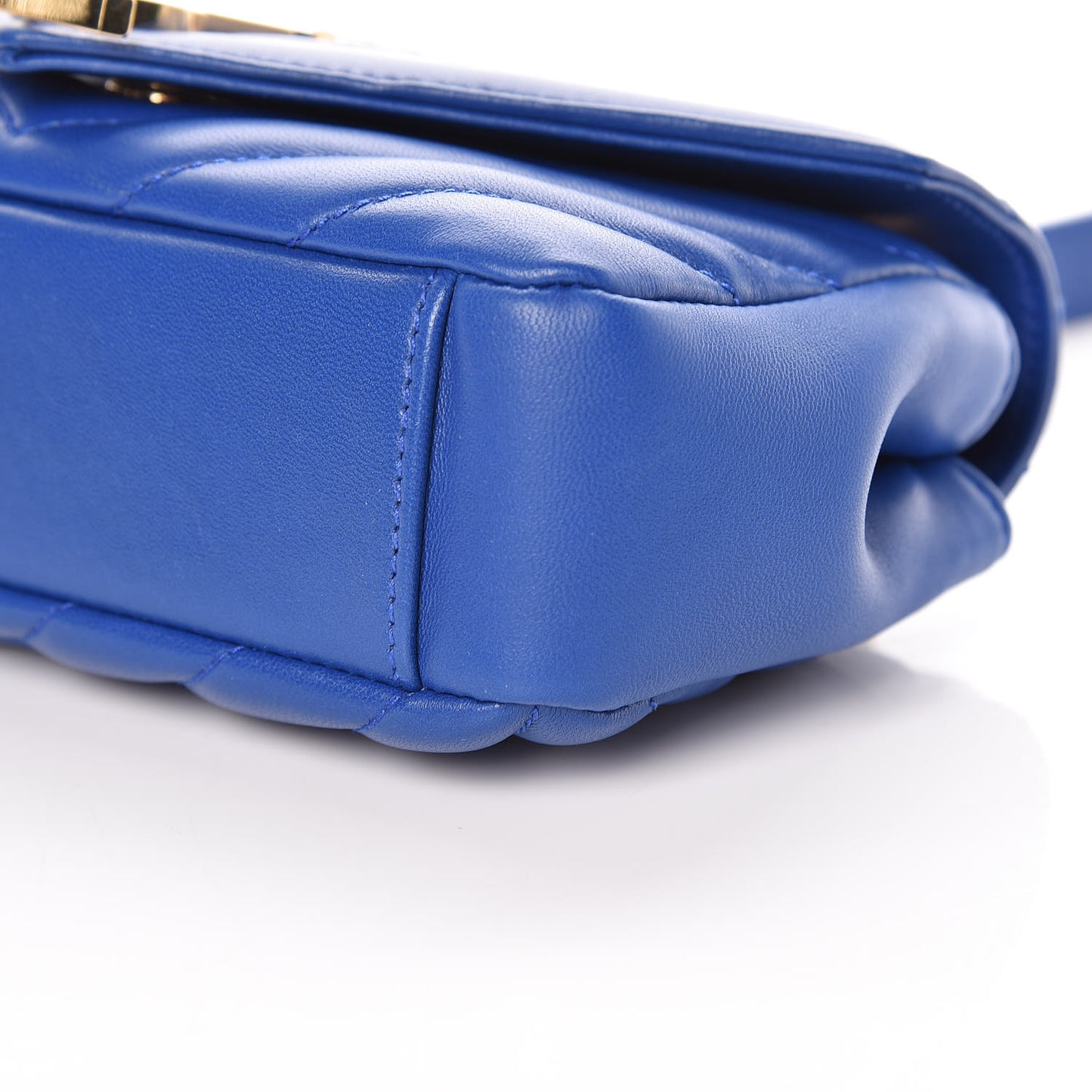 Sheepskin Matelasse Chevron Monogram Classic Baby Chain Bag Blue Majorelle
