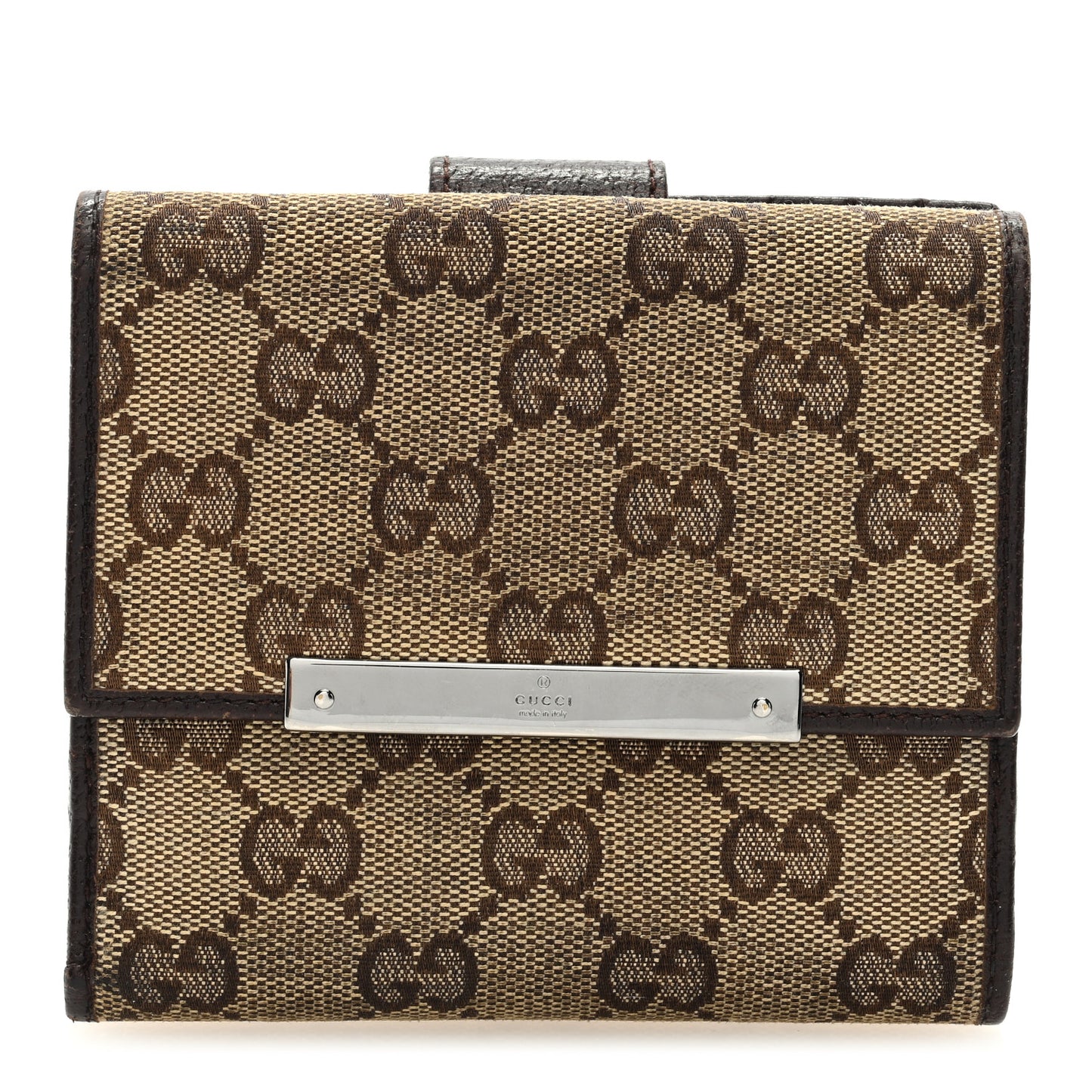 Monogram Metal Bar French Flap Wallet Beige Ebony Cocoa