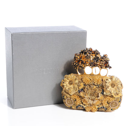 Alexander McQueen Rosa Seta Knuckle Box Clutch Gold 5 of 11