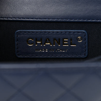 Chanel Calfskin Quilted North South Boy Flap Navy 6 of 10