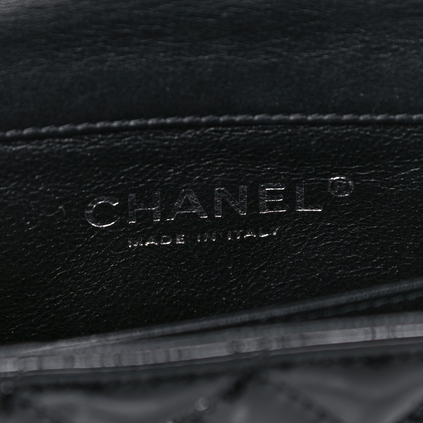 Patent Calfskin Quilted Extra Mini Rectangular Flap Black