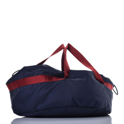 Balenciaga Textured Sport Nylon Logo Embroidered S Wheel Gym Bag Bleu Navy Rouge 3 of 8