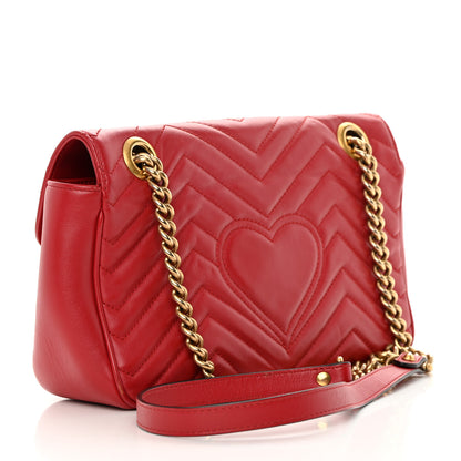 Gucci Calfskin Matelasse Small GG Marmont Shoulder Bag Hibiscus Red 3 of 16