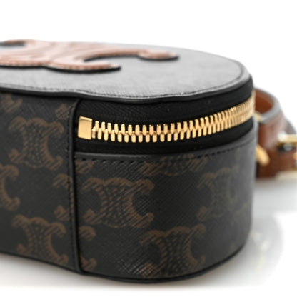 Celine Calfskin Triomphe Canvas Half Moon Case Tan 10 of 10