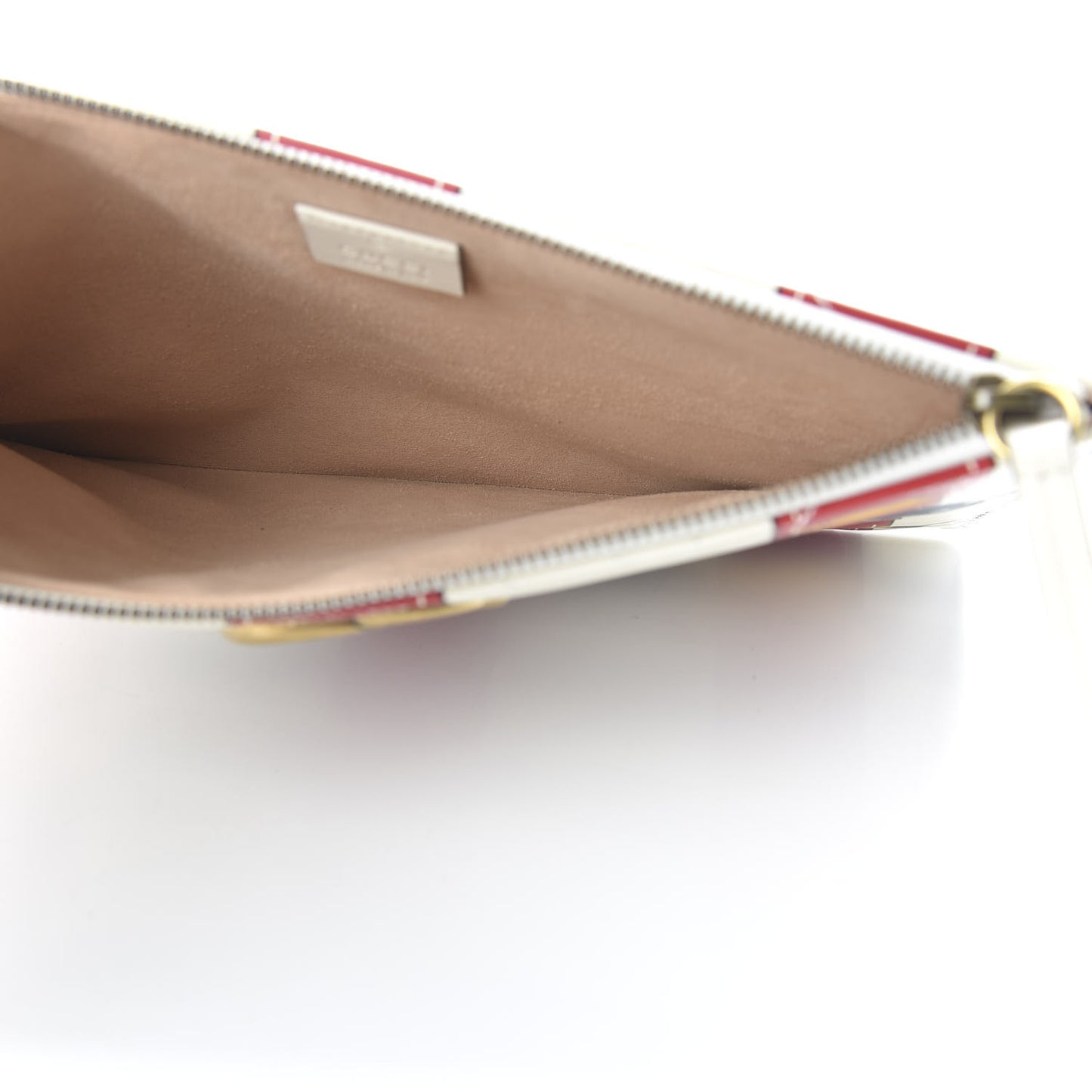 Calfskin Matelasse Trompe L'Oeil Print GG Marmont Zip Pouch White