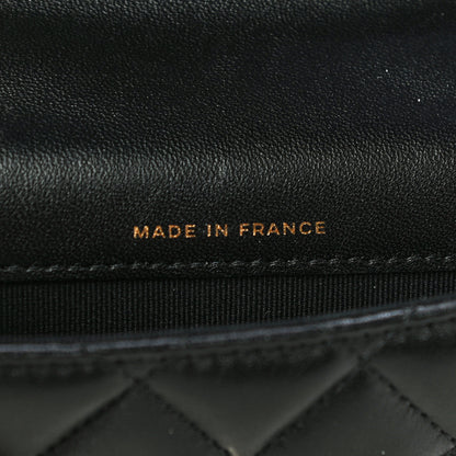 Chanel Lambskin Quilted Top Handle Flap Coin Purse With Chain Black 7 of 15