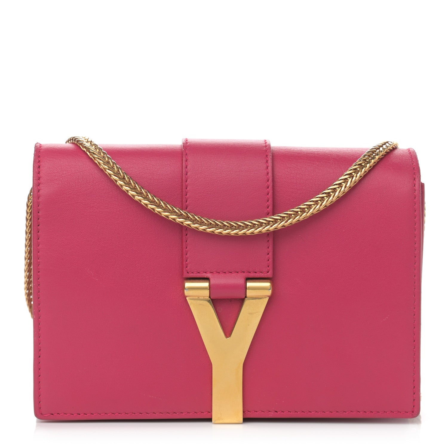 Saint Laurent Calfskin Small Classic Y Satchel Bag Fuchsia 1 of 15