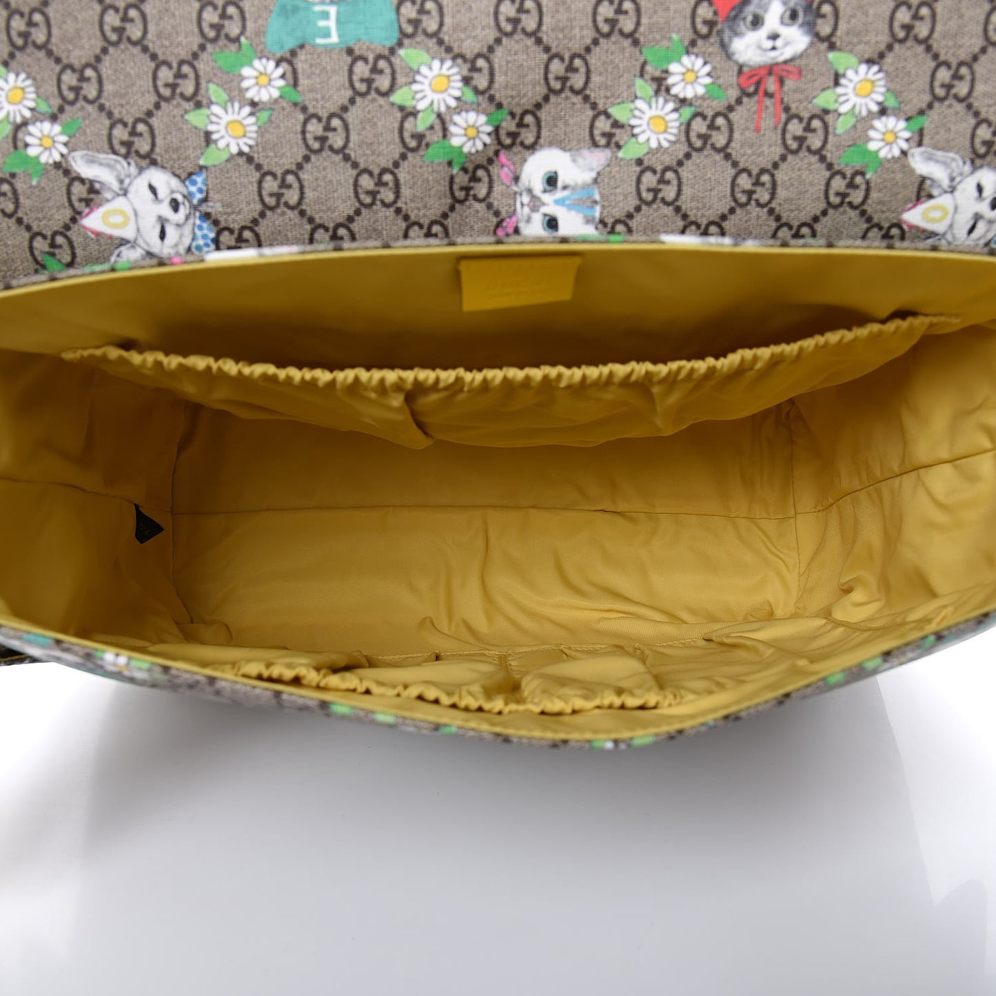 GG Supreme Monogram Love Pets Diaper Bag Yellow