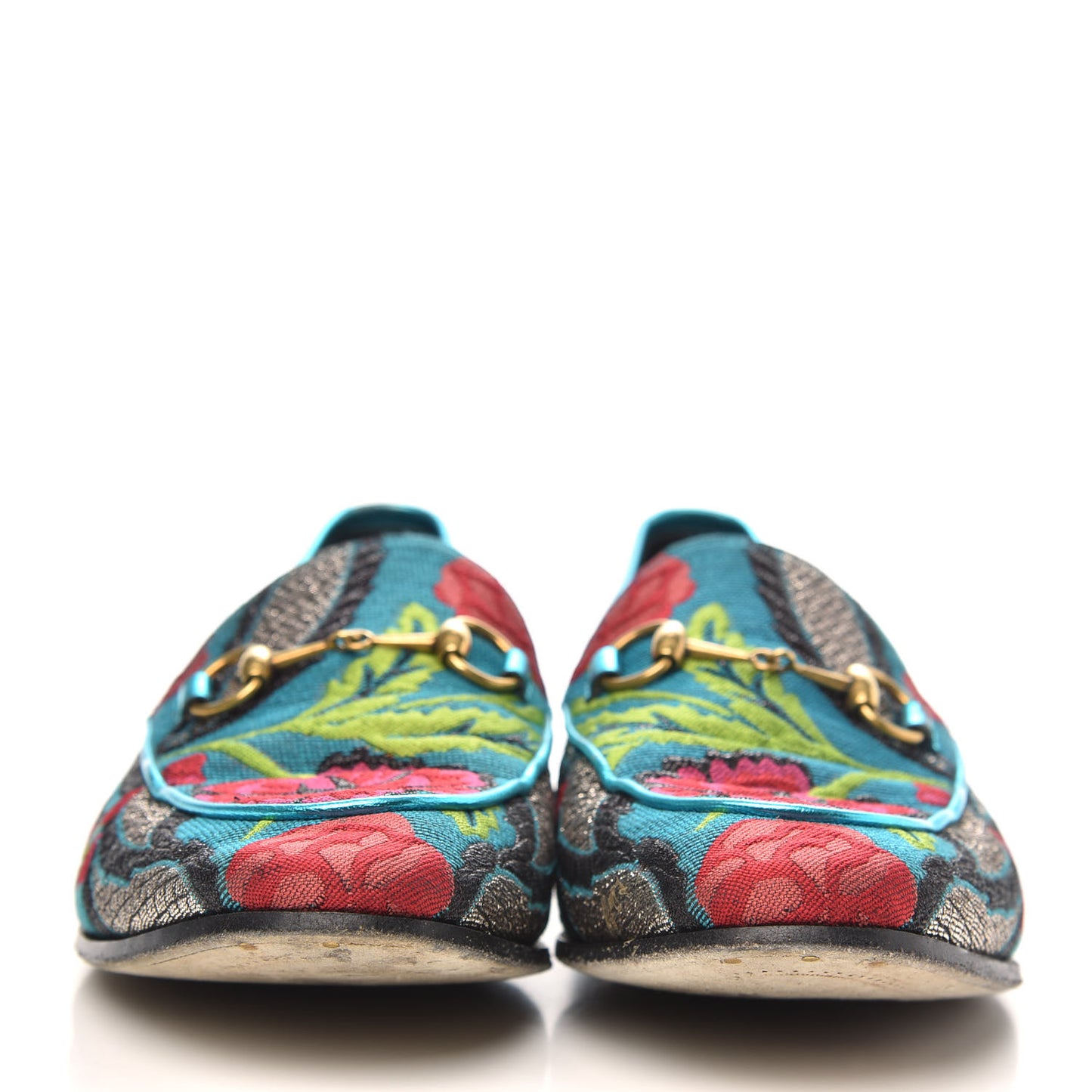 Floral Jacquard Horsebit Womens Jordaan Loafers 39 Turquoise