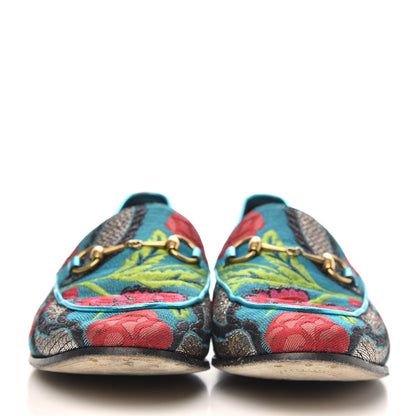 Gucci Floral Jacquard Horsebit Womens Jordaan Loafers 39 Turquoise 2 of 8