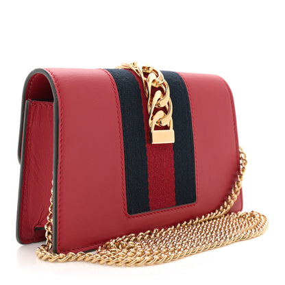 Gucci Calfskin Super Mini Sylvie Chain Shoulder Bag Hibiscus Red 3 of 14