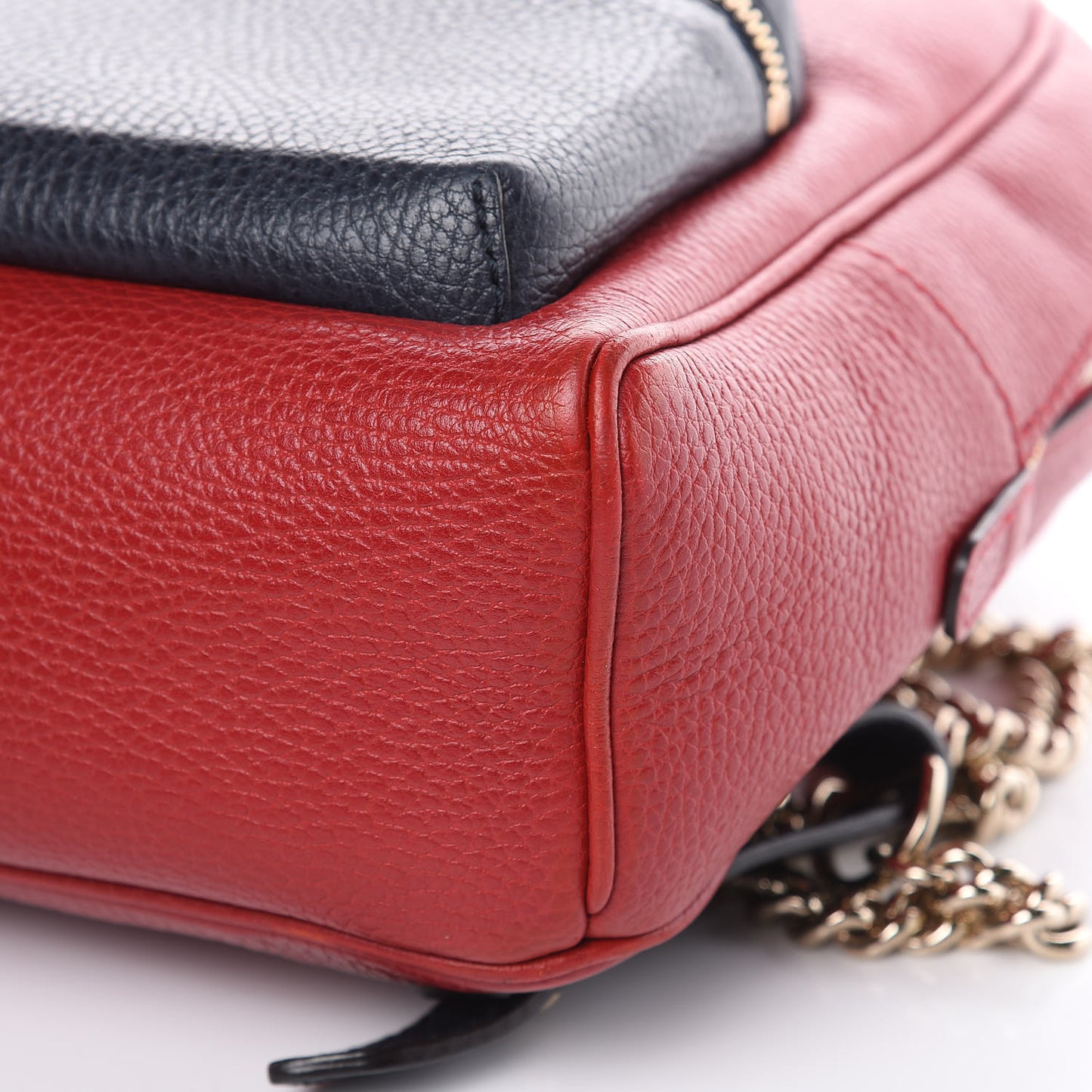 Pebbled Calfskin Bi-Color Soho Chain Backpack Red Navy
