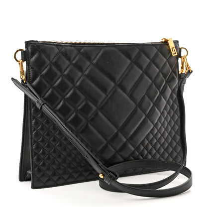 Versace Calfskin Quilted Large Tribute Icon Crossbody Pouch Black 3 of 9
