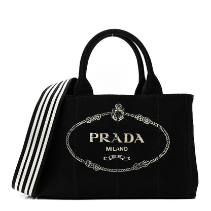 Prada Canapa Small Logo Tote Black Talco 1 of 4