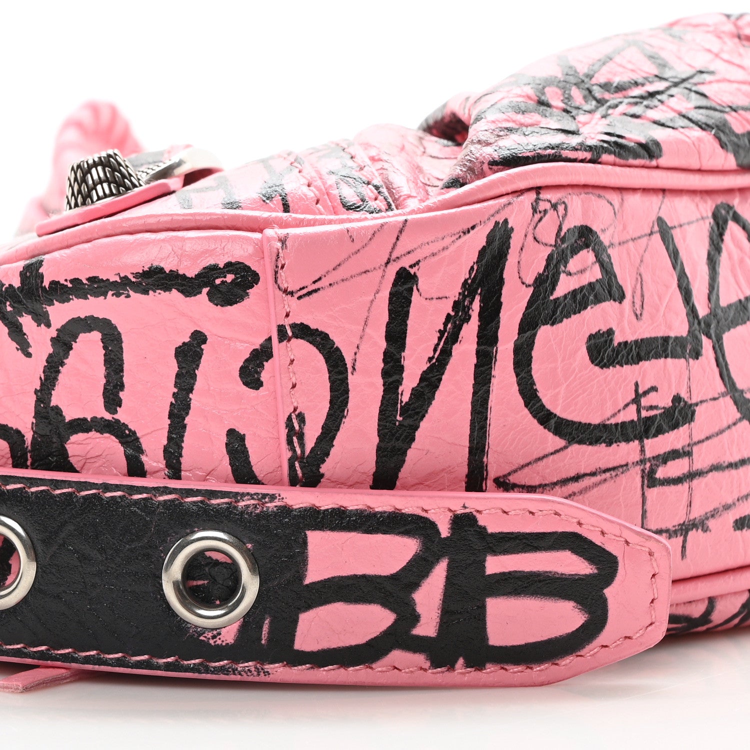 Balenciaga Agneau Arena Graffiti Le Cagole Shoulder Bag XS Sweet Pink 10 of 11