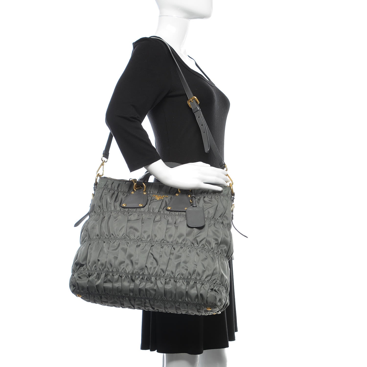 Prada Tessuto Nylon Gaufre Tote Ardesia 2 of 9