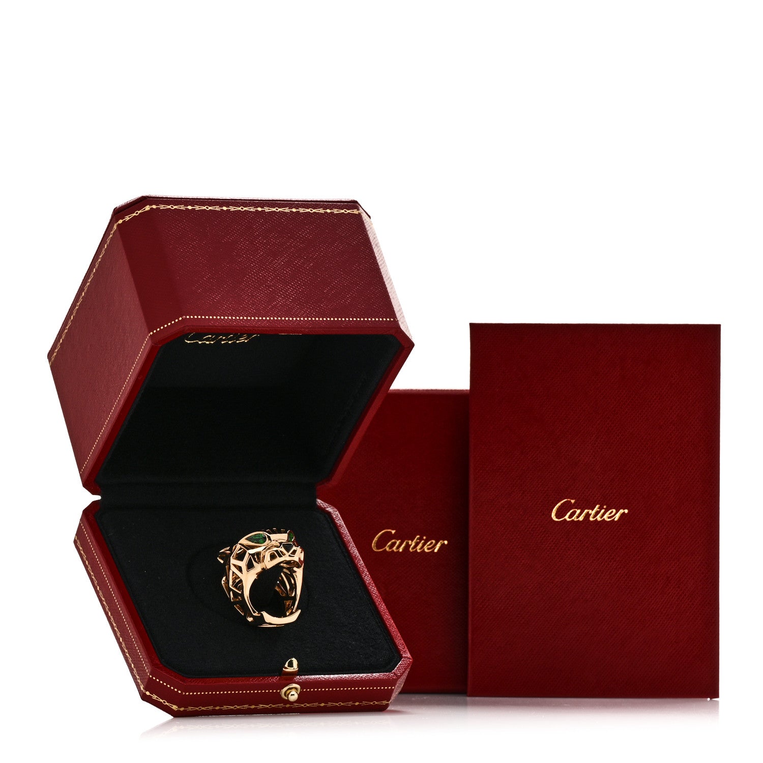 Cartier 18K Yellow Gold Tsavorite Onyx Panthere De Cartier Ring 51 5.75 7 of 7