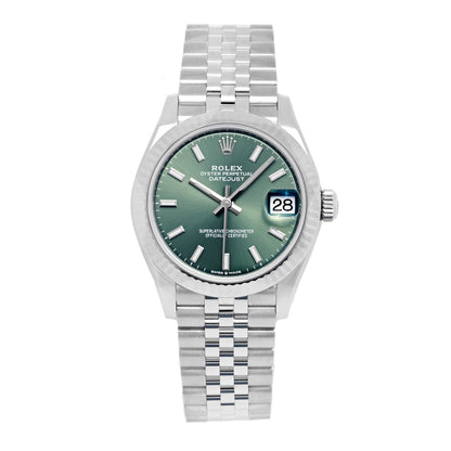 Rolex Stainless Steel 18K White Gold 31mm Oyster Perpetual Datejust Watch Mint Green 278274 1 of 5