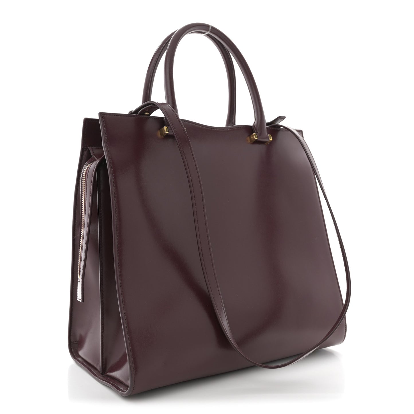 Shiny Calfskin Large Uptown Tote Burgundy